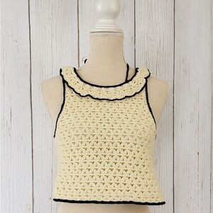 Kimchi Blue Crochet Lace Cropped Tank Top Size Large Urban Outfitters